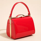 Women'S Evening Clutch Patent Leather Handbag Shiny Hand-Held Bag Hard-Shell - Red - Size 18-13-14 V1347-DSZ-001-001-RED-18-13-14