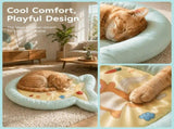 1 Pack Cute Fish-Shaped Cooling Pet Mat, Cartoon Cat Print Summer Dog Cat Bed, Breathable Non-Slip V1232-CWD-XY-009