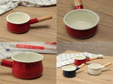 Non-Stick Enamel Milk Pan with Wooden Handle - Red V1263-JX-3399