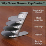 Cups, Cups Set with Decorative Rack, Stainless Steel Tabletop Display Round Cup V1258-DP02-C-669