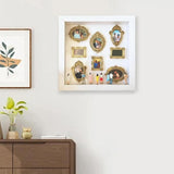 Personalized Memory Display Case - DIY Mini Museum Shadow Box with Gold Frames for Family Photos V1192-AZ-W-33269