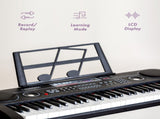 61-Key Electronic Learning Piano Keyboard, Light-Up Keys, LCD Display, with Music Stand Holder V196-KB328