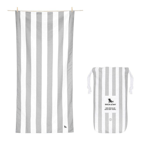 Dock & Bay Beach Towel Cabana Collection XL | Quick Dry | Goa Grey DB-TOWLB-CAB-XL-LGY-R