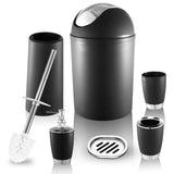 6 bathroom accessories, plastic bathroom set soap dispenser toothbrush holder, black V1370-AZ4-16618