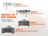 304.8 x 304.8 cm Pop up Canopy with Removable Sidewalls, Instant Canopies Portable Gazebo & Wheeled V952-DCSYPSH1010FTAFO2V0