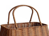 Plastic Imitation Rattan Basket Rustic Imitation Handwoven Picnic Basket Wtih Handle for Food V1294-YM0901-3117240191711