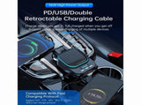 Retractable Car Charger 96W with Bluetooth Car Adapter, 4 in 1 Fast Charging, Radio Bluetooth 5.3 FM V1366-AZ2-W-21785