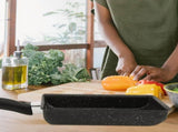 Portable Non-Stick Square Pan with Hanging Hole, Black Camping Frying Pan for Outdoor Cooking V1369-AZ3-W-13373