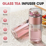 Double Walled Glass Tea Tumbler with Infuser, 17 Oz/500ml Portable Tea Infuser Bottle with Stainless V1258-DP02-F-857