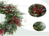 24 Inch Christmas Eucalyptus Red Berries for Front Door, Winter Green Eucalyptus Leaves V1258-DP02-C-2698