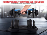 Powertrain 48kg Adjustable Dumbbells Set Home Gym Exercise Free Weights Stand - Blue DMB-BF1-024-2S-BU