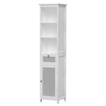 Artiss Bathroom Cabinet Storage 161cm White Rattan Tallboy Toilet Cupboard FURNI-G-BATH-RAT-01-WH