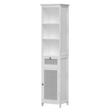 Artiss Bathroom Cabinet Storage 161cm White Rattan Tallboy Toilet Cupboard FURNI-G-BATH-RAT-01-WH