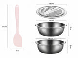 Home Salad Preparation Kit-Multifunctional Stainless Steel Vegetable Grater Bowl Set and Silicone V888-ELOSUNG56098-5