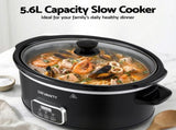 Devanti 5.6L Slow Cooker Electric Multi Cooker with 3 Heat Settings and Keep Warm Function SC-DP-6QT-BK