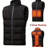 Men'S Heated Vest Electric Heating Gilet Winter Vest Smart Temperature Control - Black - Size L V1106-920-150462-BLK-L