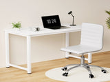 Artiss Computer Desk 120cm Executive Office Chairs Set PU Leather Low Back White MET-DESK-120-REPL-WH