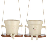 2PCS Swing Hanging Planter Set with Textile Rope, 5.5" x 4.7" x 4.5" Cartoon Appearance V1369-AZ3-W-08780