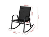 Rocking Chair High Back Rocker Chairs Steel Metal Textilene Fabric-Black V264-OTF-522S-BLK