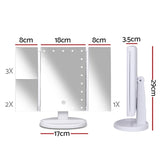 Embellir Tri-fold Makeup Mirror 1X2X3X Magnifying with LED Light Travel Portable MM-TRI-WH-1X2X3X