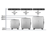 Wanderlite 3 Set Luggage 20-24-28 Inch Suitcase with TSA Lock Carry On Hard Shell Travel Luggage LUG-ABS-STR-3SET-SV