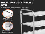 3-Tier Utility Cart Rolling Cart on Wheels 37.5"x20"x37.7" 450 LBS 6 Hooks V952-BXGCFTCCB374XSWSCV0