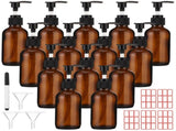 15PCS Glass Pump Bottles, 4oz Refillable Amber Travel Bottles Set with Press Pumps, Refillable Glass V1369-AZ3-W-08794