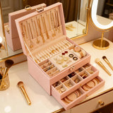 White Multi - layer Jewelry Box Velvet Lining, Three - layer Zoning, Double - drawer V1232-SSSNH004