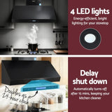 Devanti 1200mm Commercial BBQ Range Hood Dual Motor W/ Remote Control Black RH-RC-BBQ-1200