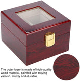 Wooden Watch Box, 2 Slots Storage Case Organizer Beige Soft Flannel Lining Red Box for Men with V1259-DP01-A-785