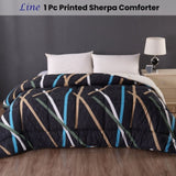 Ramesses Line 1 Pc Printed Sherpa Comforter Queen V442-KIT-COMFORTER-1PCLINE-BLACK-QS