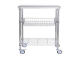 Kitchen Utility Cart, 3 Tiers, Wire Rolling Cart with 213kg Capacity, Steel Service Cart on Wheels, V952-LLCFTCCB20X24IGJ4V0