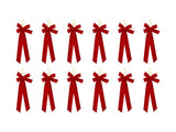 Jingle Jollys 12Pcs Red Velvet Christmas Bows Tree Decorations Xmas Decor XM-TR-BOW-12PCS-RD