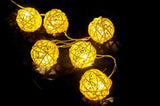 1 Set of Yellow 5cm Rattan Cane 50 Ball Battery Power LONG 5m String Lights Christmas Gift Home V382-YELLOWRATTBALLBATT50