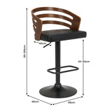 Sarantino Bentwood Walnut Barstool Leather Seat and Metal Base BAR-STL-MLM-081