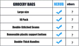 10 Pack Heavy Duty Reusable Grocery Bags with Reinforced Bottom, Large Capacity Shopping Totes for V1107-CS-STGWDLV