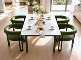 Artiss Dining Chairs Set of 2 Velvet Upholstered Barrel Chairs with Curved Armrests & Back Green UPHO-C-DIN-2553-GNX2