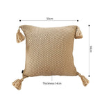 SOGA 50CM Light Brown Pillow with Tassel Accents, Rizzy Transitional Cover Throw Pillow FRENCHCUSHION202