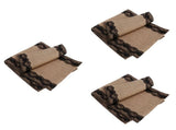 Table Runner with Lace Edging Black for Table Decoration 3Pcs V1369-AZ3-W-18038