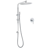 WELS 12" Rainfall Brass Handheld Twin Shower Heads Rail Diverter Arm Round Mixer Set V1233-C4902B22HT006CKSR112KRD201CR