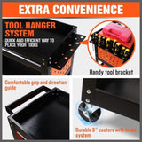 3-Tier Drawer Tool Storage Trolley Workshop Cart Steel Chest w/t Pegboard Hooks V465-95238