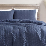 Ardor Byron Navy Seersucker Quilt Cover Set King V442-INT-QUILTCS-BYRONSEERSUCKER-NAVY-KI
