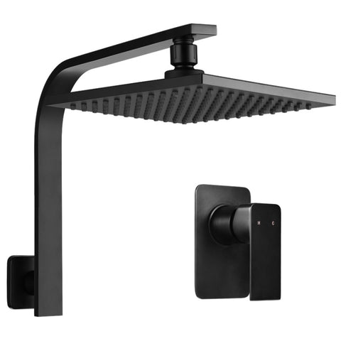 Cefito 8'' Rain Shower Head Wall Arm Square High Pressure Mixer Tap Black SHOWER-A3-SQ-8-BK-MIXER