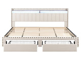 Artiss King Upholstered Bed Frame with Shelf Storage Drawers Charging Station Mood Lighting Linen BFRAME-G-NOUVEA-K-BG-ABC