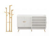 Artiss Shoe Rack Cabinet & Clothes Rack Set Storage Shelf White Pine SHOE-HANGER-01-WHWD