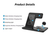 Pink 20W Foldable 3-in-1 Wireless Charger V1221-PINK-20W-FOLDABLE-3-IN-1-WIRELESS-CHARGER