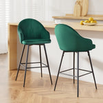 Artiss 2x Bar Stools Velvet Swivel Metal Legs Green BA-K-9969-GNX2