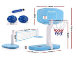 Everfit 2 in 1 Pool Basketball Hoop Volleyball Net Set Water Sports Game Combo Weighted Base Blue BAS-HOOP-120-POOL-BL