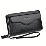 men's business clutch bag, large capacity handbag, double zipper wallet, multi card slots purse, PU V1106-918-60231-DAR-M