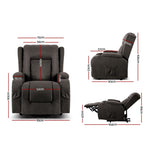 Artiss Recliner Chair Lift Assist Heated Massage Chair Velvet Rukwa RECLINER-A5-VEL-GY-AB